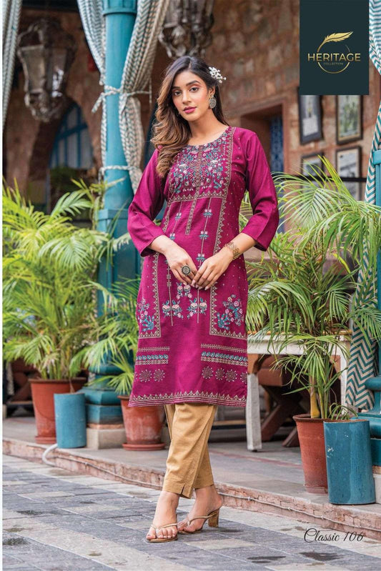 Rayon Embroidery Kurti (Tops only)